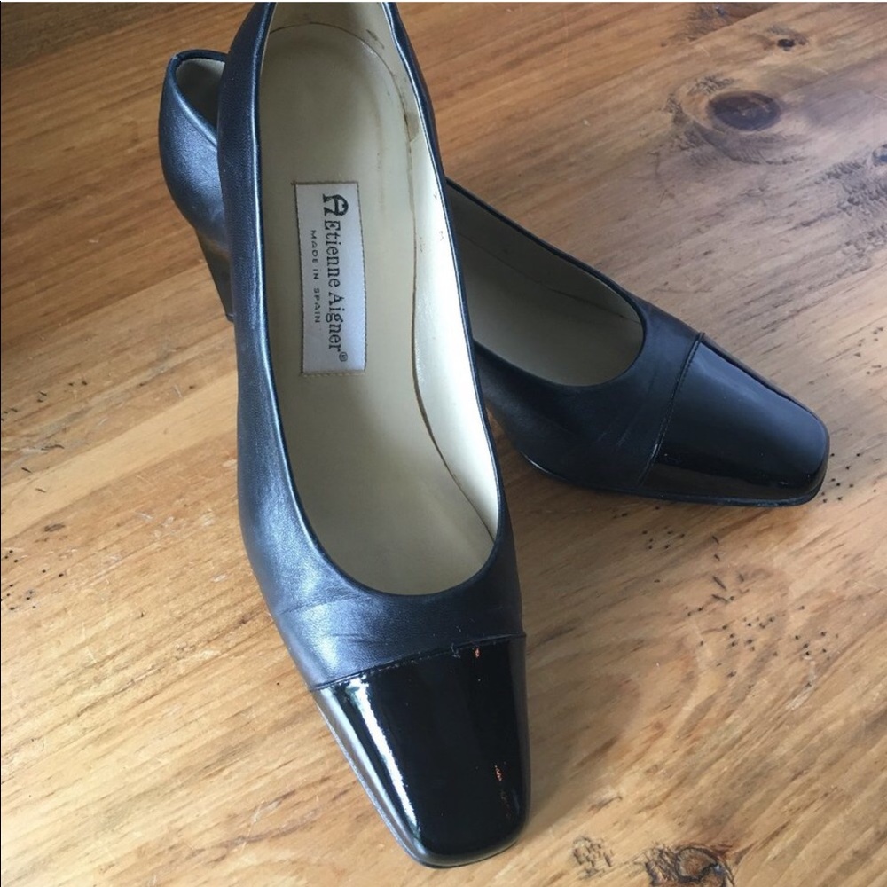 Etienne Aigner Classic Black Leather Pump
